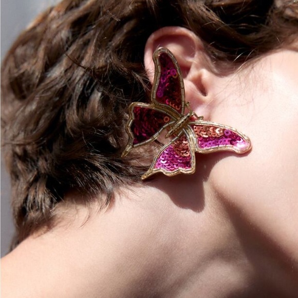 Zara NWT sequin butterfly earrings 💗✨💖💖🔥 - Picture 1 of 9